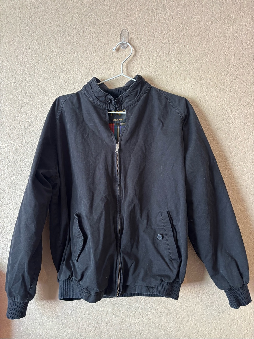 Men's Black Bomber Jacket with Stand Collar - Classic Casual Layer